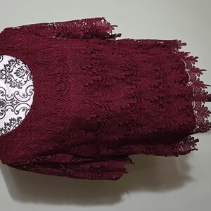 Adiva burgundy lace formal blouse in 1X